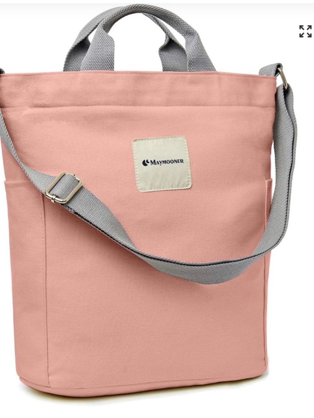 Maymooner Women's Pink Canvas Tote with Gray Strap